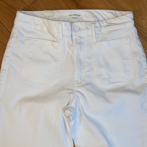 NWT Good American Good Classic Boot Jeans in White with patch pockets size 10/30 - Picture 9 of 14